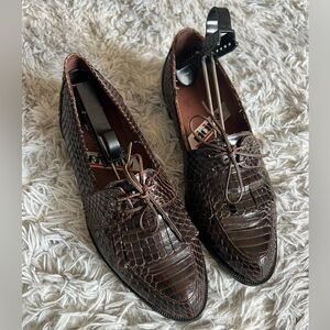 Ricinni men’s brown vintage snakeskin dress shoes